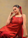 Maroon Brocade Short Kurti Set with Sharara Pants