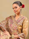Golden Tissue-Silk Suit Set with Paisley Detailing