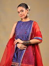 Royal Blue Brocade Suit Set with Gold Detailing