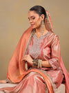 Blush Pink Tissue-Silk Suit Set with Zardozi Embroidery