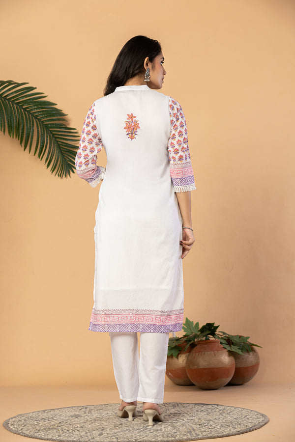 Block Printed Straight Kurta Set