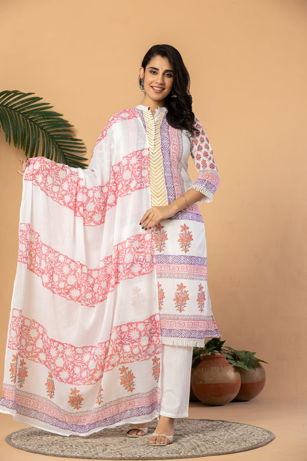 Block Printed Straight Kurta Set