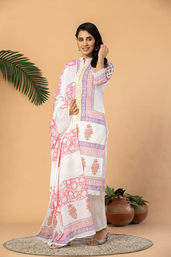 Block Printed Straight Kurta Set