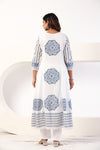 Blue Block Print Anarkali Suit Set