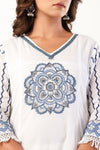 Blue Block Print Anarkali Suit Set