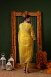 Chinon Silk Gota Patti Embroidered Kurta Set with Organza Dupatta