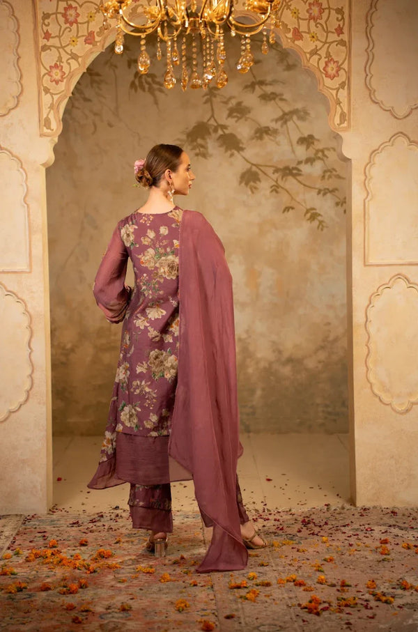 Floral A-Line Kurta Set with Dupatta