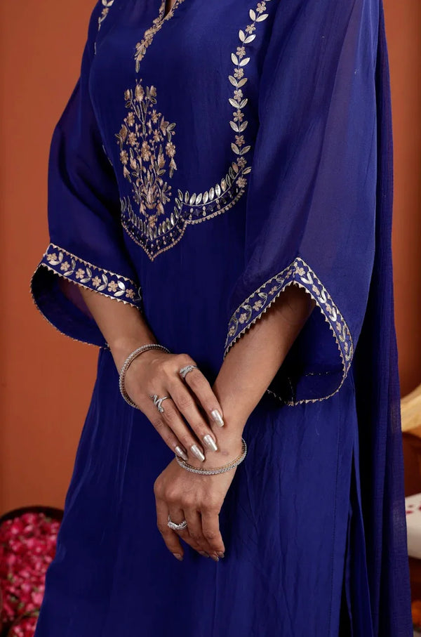 Hand-Embroidered Silk-Organza 2-Piece Kurta Set