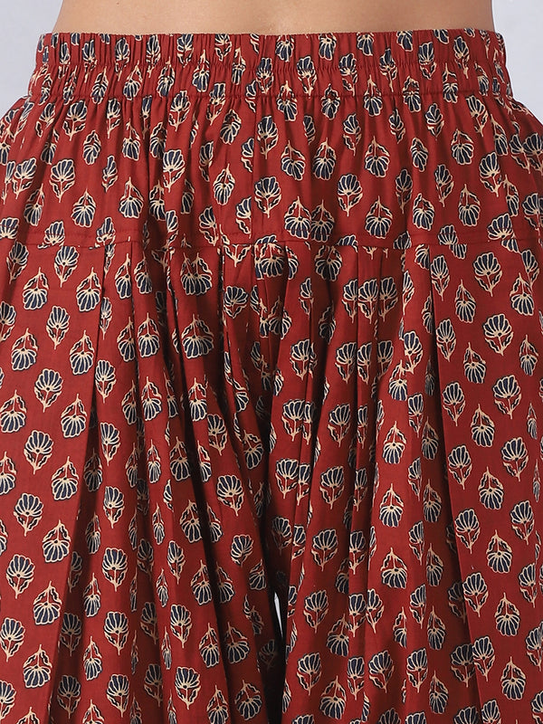 Maroon Kurta Set with Lace Detailing