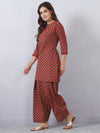 Maroon Kurta Set with Lace Detailing