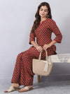 Maroon Kurta Set with Lace Detailing