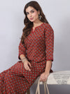 Maroon Kurta Set with Lace Detailing