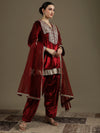 Choga Style Mehroon Farshi Salwaar Set with Dupatta