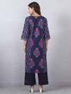 Navy Blue Embroidered Kurta Pants Set