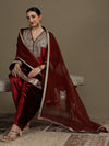 Choga Style Mehroon Farshi Salwaar Set with Dupatta