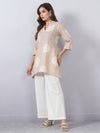 Beige Palazzo Set with Gota Lace