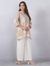 Beige Palazzo Set with Gota Lace