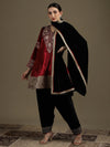 Choga Style Mehroon & Black Farshi Salwaar Set with Dupatta