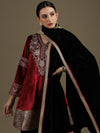 Choga Style Mehroon & Black Farshi Salwaar Set with Dupatta