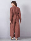 Brown Cord Set with String Detail and Side Slits