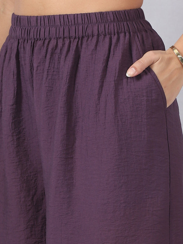 Purple Cord Set with Zari Detail on Neck and Sleeves