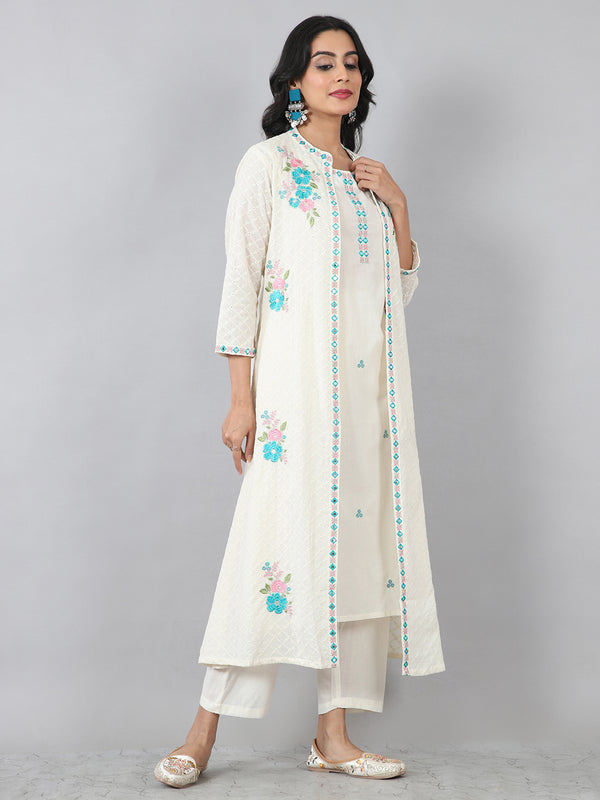 Premium Multi Embroidered Jacket Kurta Set