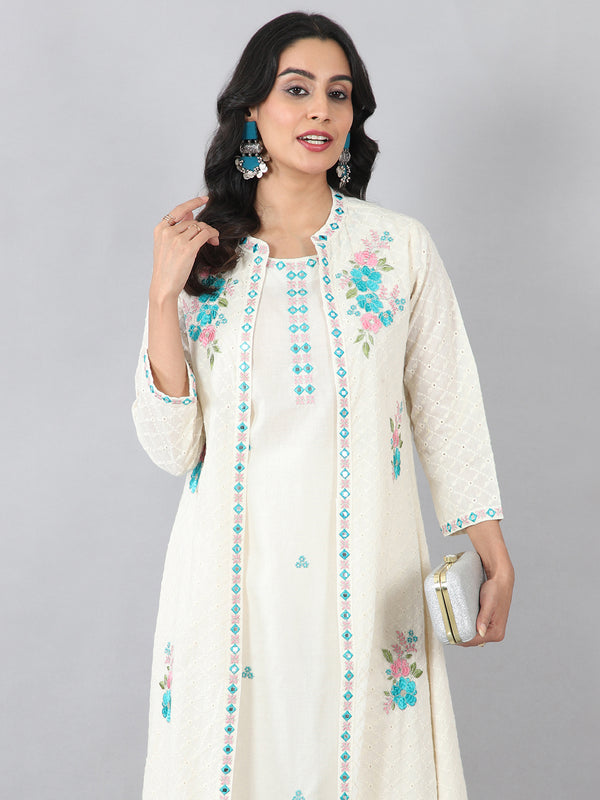 Premium Multi Embroidered Jacket Kurta Set