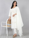 White Floral Embroidered Kurta Set