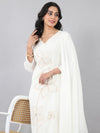 White Floral Embroidered Kurta Set