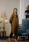 Aari-Embroidered Pintuck Kurta & Harem Pant Set