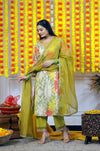 Viscose Muslin Straight Kurta & Pants 3-Piece Set with Organza Dupatta