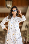 White Multi-Print Kurta in Natural Rayon