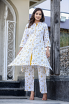 Yellow Printed Rayon 2-Piece Suit Set with Foil Accents