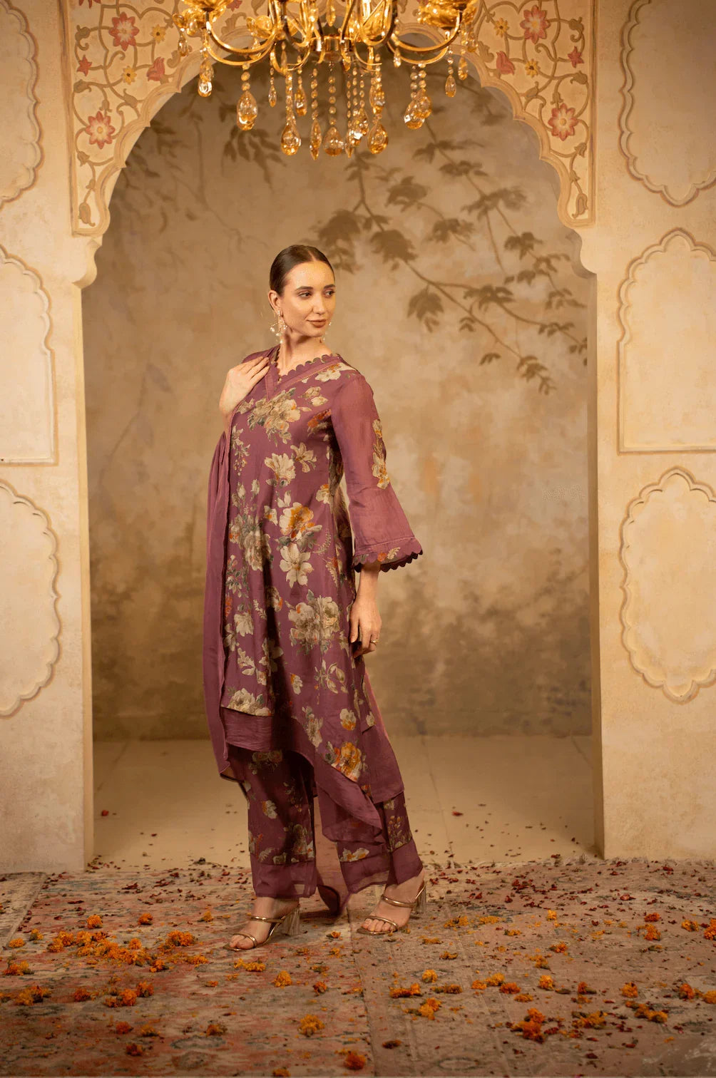 Floral A-Line Kurta Set with Dupatta
