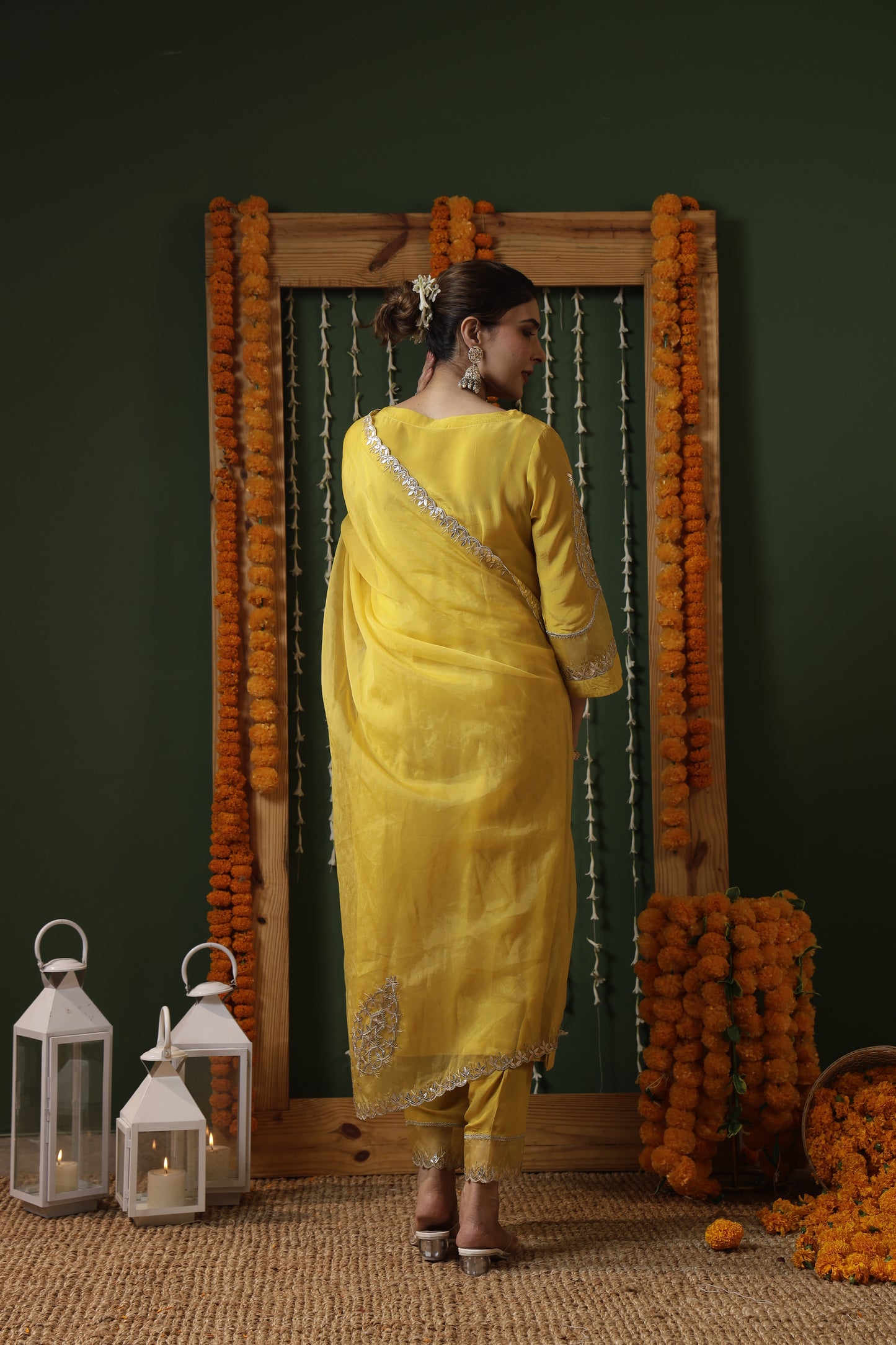 Elegant Yellow Viscose Crepe Kurti Set