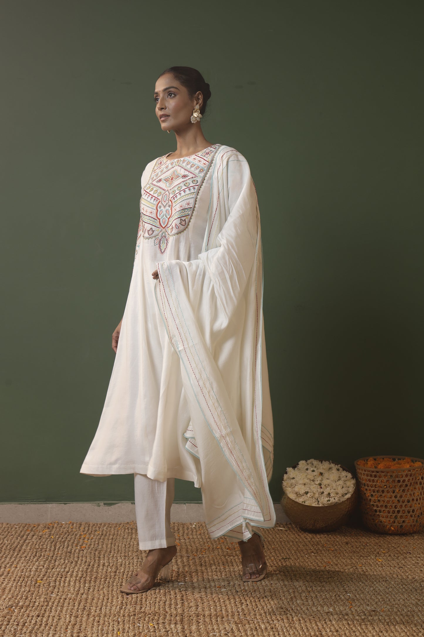 off white chanderi kurta sets with pant