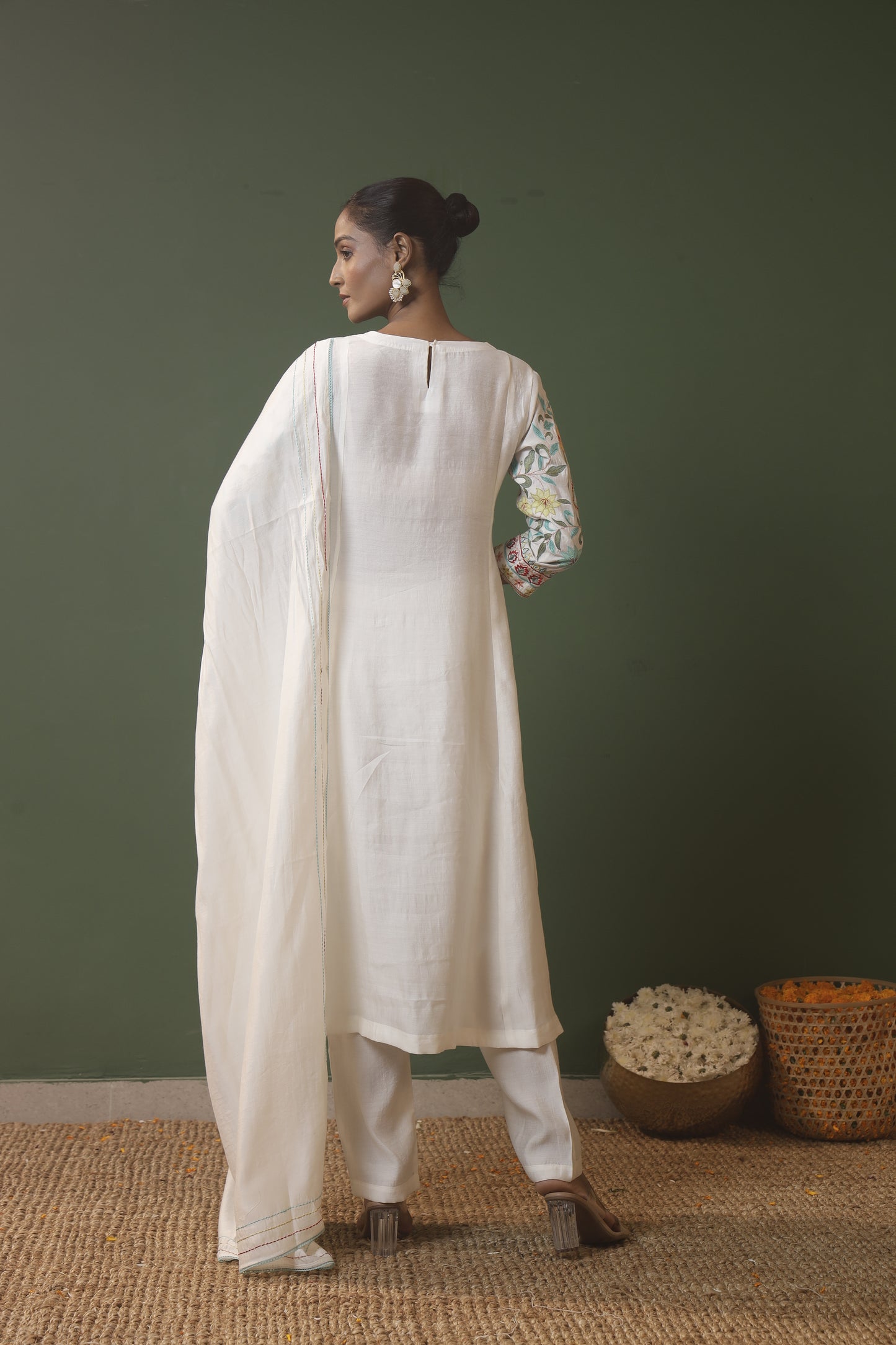 off white chanderi kurta sets with pant