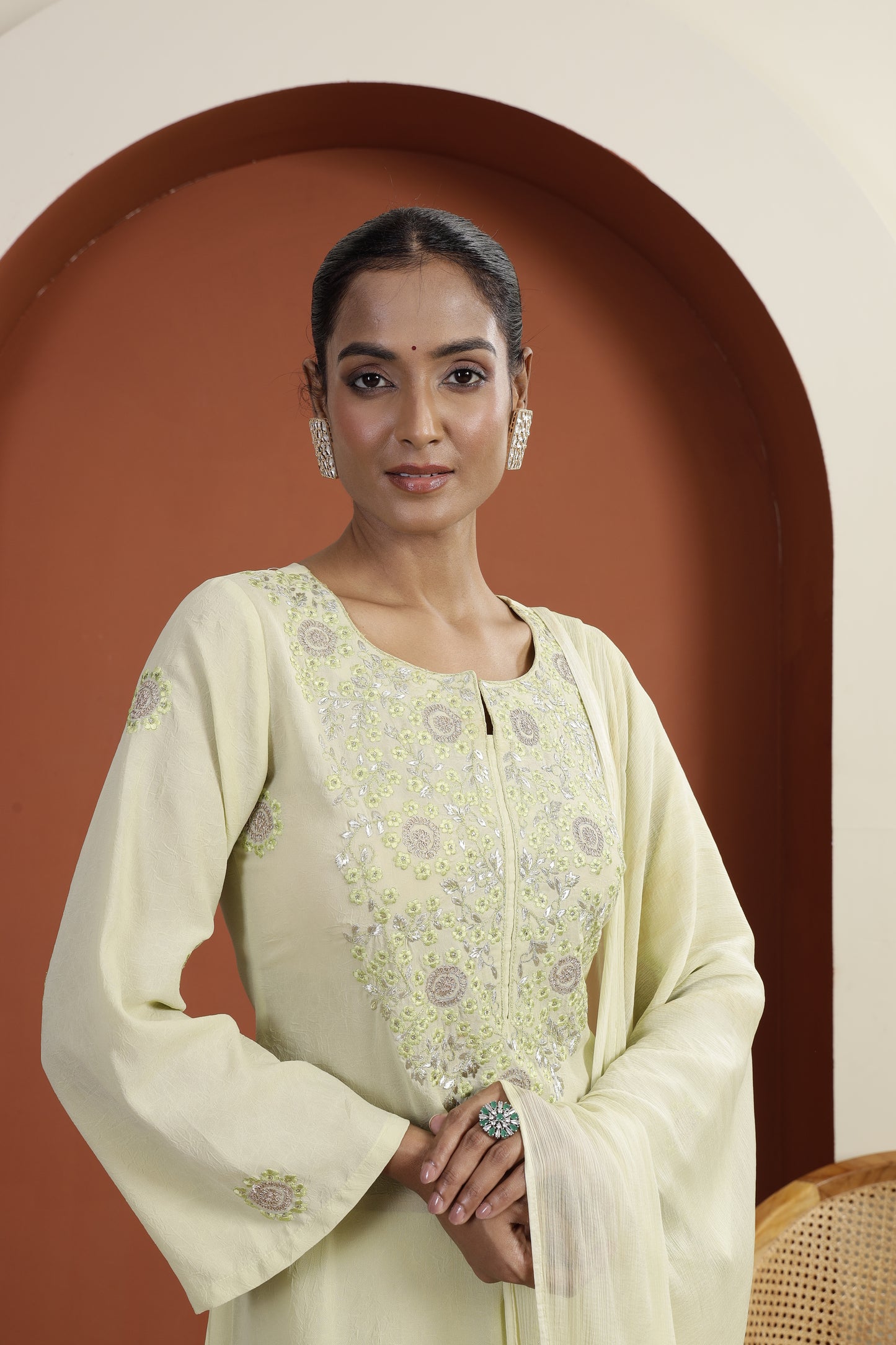 Pista Green Embroidered Kurta Set