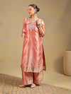 Blush Pink Tissue-Silk Suit Set with Zardozi Embroidery