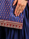 Royal Blue Brocade Suit Set with Gold Detailing