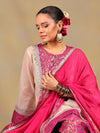 Off White & Rani Pink Embroidered Suit Set