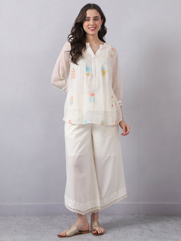 Pintuck Detail Short Kota Doria Kurta