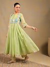 Pista Green Anarkali Set with Embroidered Jacket