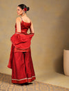 Maroon Brocade Short Kurti Set with Sharara Pants
