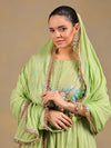 Pista Green Anarkali Set with Embroidered Jacket