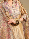 Golden Tissue-Silk Suit Set with Paisley Detailing