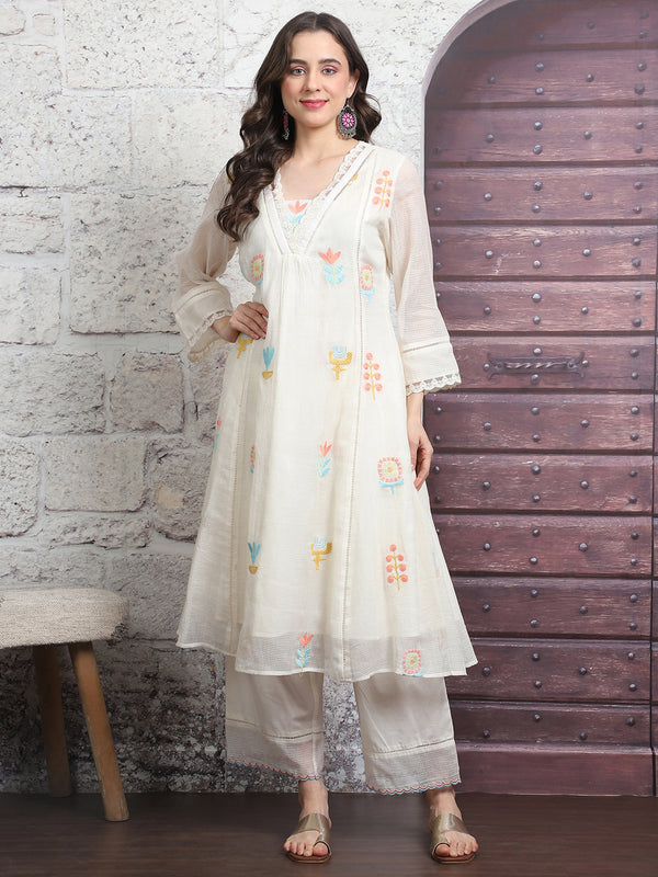 A-Line Kota Doria Kurta Set