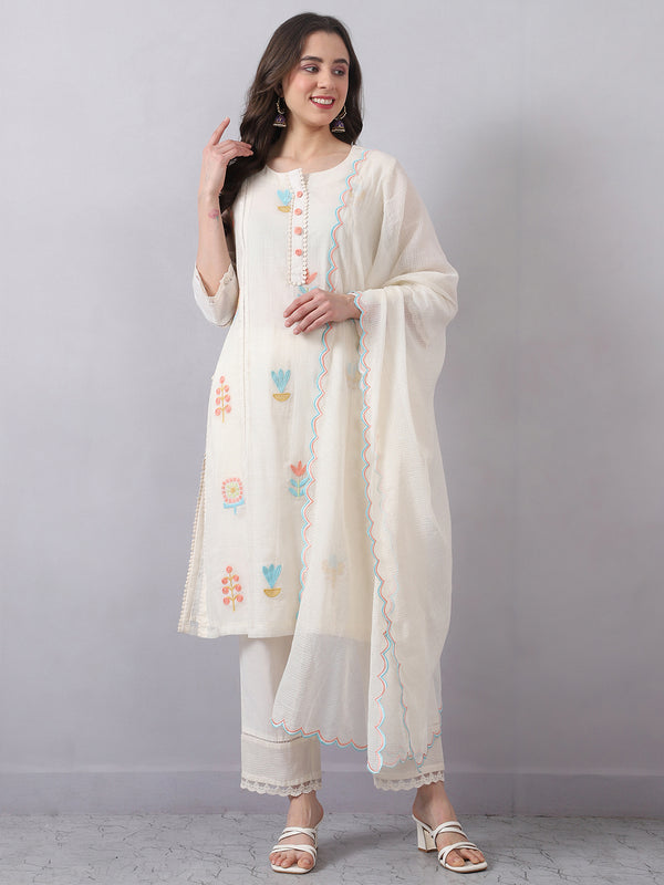 Straight Kota Doria Kurta Set with Dupatta
