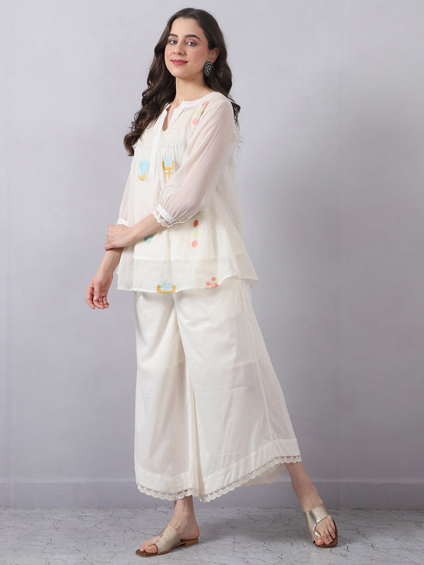 Pintuck Detail Short Kota Doria Kurta