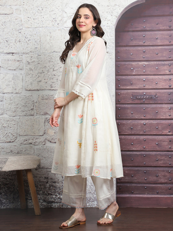 A-Line Kota Doria Kurta Set